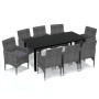 9-piece garden furniture set with gray synthetic rattan cushions by vidaXL, Garden sets - Ref: Foro24-3094984, Price: 604,10 ...