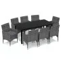 9-piece garden furniture set with gray synthetic rattan cushions by vidaXL, Garden sets - Ref: Foro24-3094984, Price: 678,35 ...
