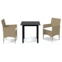 3-piece garden dining set with beige synthetic rattan cushions by vidaXL, Garden sets - Ref: Foro24-3094985, Price: 287,25 €,...