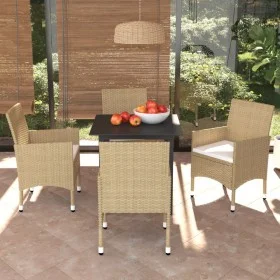 5-teiliges Gartenmöbel-Set mit beigen synthetischen Rattankissen von vidaXL, Gartensets - Ref: Foro24-3094986, Preis: 396,43 ...