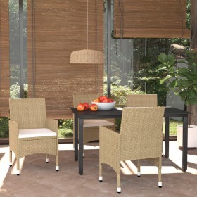 5-teiliges Gartenmöbel-Set mit beigen synthetischen Rattankissen von vidaXL, Gartensets - Ref: Foro24-3094987, Preis: 401,36 ...