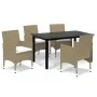Juego muebles jardín 5 pzas con cojines ratán sintético beige de vidaXL, Conjuntos de jardín - Ref: Foro24-3094987, Precio: 3...