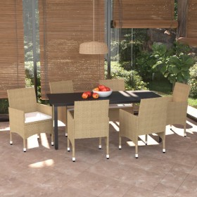 7-piece garden dining set with beige synthetic rattan cushions. by vidaXL, Garden sets - Ref: Foro24-3094989, Price: 556,20 €...