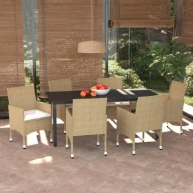 7-piece garden dining set with beige synthetic rattan cushions. by vidaXL, Garden sets - Ref: Foro24-3094989, Price: 557,41 €...