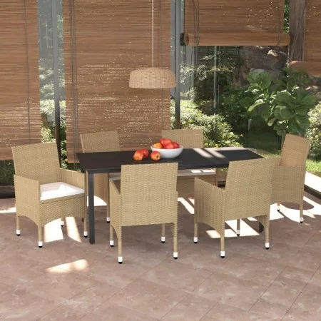 7-piece garden dining set with beige synthetic rattan cushions. by vidaXL, Garden sets - Ref: Foro24-3094989, Price: 557,41 €...