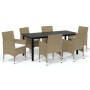 7-teiliges Garten-Esszimmer-Set mit Kissen synthetisches Rattan beige von vidaXL, Gartensets - Ref: Foro24-3094989, Preis: 55...