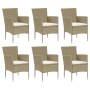 7-teiliges Garten-Esszimmer-Set mit Kissen synthetisches Rattan beige von vidaXL, Gartensets - Ref: Foro24-3094989, Preis: 55...