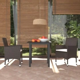 3-piece garden dining set with brown synthetic rattan cushions by vidaXL, Garden sets - Ref: Foro24-3094991, Price: 274,13 €,...