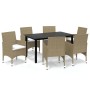 7-piece garden dining set with beige synthetic rattan cushions by vidaXL, Garden sets - Ref: Foro24-3094988, Price: 526,24 €,...