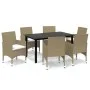 7-piece garden dining set with beige synthetic rattan cushions by vidaXL, Garden sets - Ref: Foro24-3094988, Price: 525,18 €,...