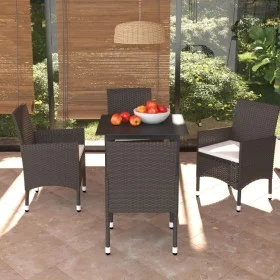 5-teiliges Gartenmöbel-Set mit braunen synthetischen Rattankissen von vidaXL, Gartensets - Ref: Foro24-3094992, Preis: 397,53...