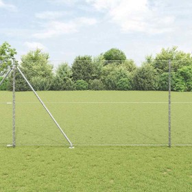 Reja con postes Plateado 1.5 x 50 m Acero recubierto de PVC