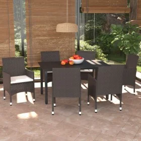Garden furniture set with 7-piece synthetic rattan brown cushions. by vidaXL, Garden sets - Ref: Foro24-3094994, Price: 529,4...