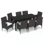 Garden furniture set 9 pieces with brown synthetic rattan cushions by vidaXL, Garden sets - Ref: Foro24-3094996, Price: 714,6...