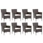 Garden furniture set 9 pieces with brown synthetic rattan cushions by vidaXL, Garden sets - Ref: Foro24-3094996, Price: 714,6...