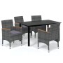 5-teiliges Gartenmöbel-Set mit grauen synthetischen Rattankissen von vidaXL, Gartensets - Ref: Foro24-3095005, Preis: 404,48 ...