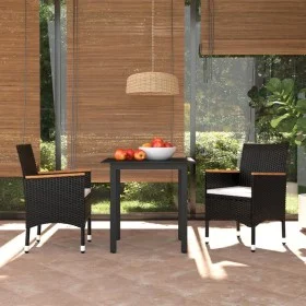 3-piece garden dining set and black synthetic rattan cushions by vidaXL, Garden sets - Ref: Foro24-3094997, Price: 268,74 €, ...