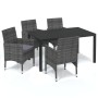 5-teiliges Gartenmöbel-Set mit grauen synthetischen Rattankissen von vidaXL, Gartensets - Ref: Foro24-3095023, Preis: 426,05 ...