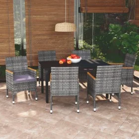 7-piece garden furniture set with gray synthetic rattan cushions by vidaXL, Garden sets - Ref: Foro24-3095006, Price: 540,91 ...