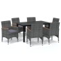 7-teiliges Gartenmöbel-Set mit grauen synthetischen Rattankissen von vidaXL, Gartensets - Ref: Foro24-3095006, Preis: 539,04 ...