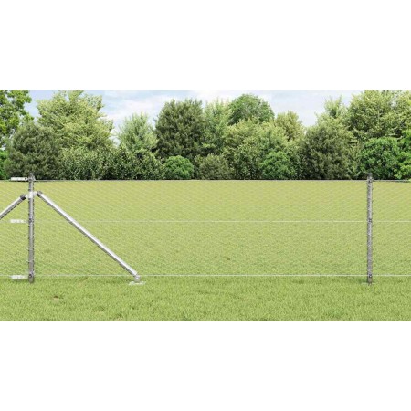 Reja con postes Plateado 0.6 x 100 m Acero recubierto de PVC