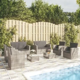 8-piece garden furniture set and gray synthetic rattan cushions by vidaXL, Garden sets - Ref: Foro24-3095945, Price: 881,61 €...