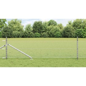 Reja con postes Plateado 0.8 x 100 m Acero recubierto de PVC