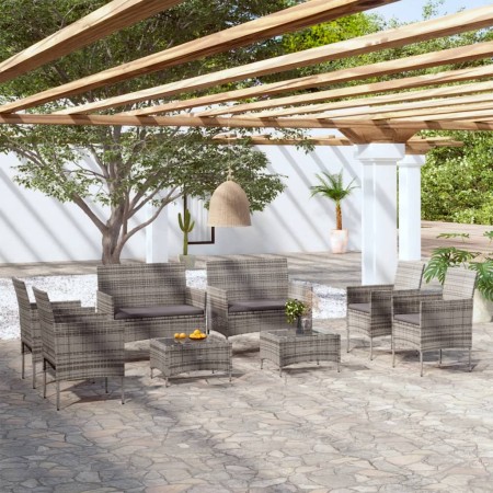 Garden furniture set 8 pieces and gray synthetic rattan cushions by vidaXL, Garden sets - Ref: Foro24-3095959, Price: 449,84 ...