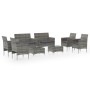 8-teiliges Gartenmöbel-Set und Kissen synthetisches Rattangrau von vidaXL, Gartensets - Ref: Foro24-3095959, Preis: 456,28 €,...