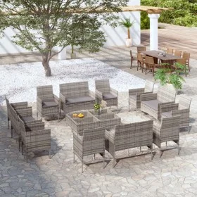 16-piece garden furniture set and gray synthetic rattan cushions by vidaXL, Garden sets - Ref: Foro24-3095960, Price: 914,64 ...