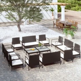 16-piece garden furniture set and black synthetic rattan cushions by vidaXL, Garden sets - Ref: Foro24-3095964, Price: 843,31...