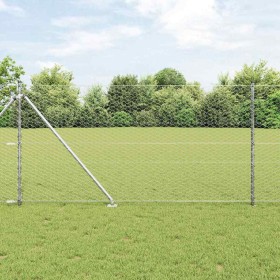 Reja con postes Plateado 1.4 x 100 m Acero recubierto de PVC
