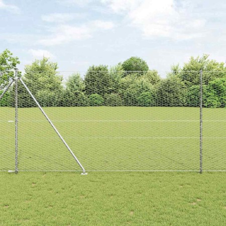 Reja con postes Plateado 1.5 x 100 m Acero recubierto de PVC