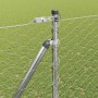 Reja con postes Plateado 1.5 x 100 m Acero recubierto de PVC