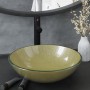 Lavabo de baño grifo&desagüe de empuje vidrio templado dorado by vidaXL, Sinks - Ref: Foro24-3098460, Price: 89,87 €, Discoun...