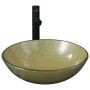 Lavabo de baño grifo&desagüe de empuje vidrio templado dorado by vidaXL, Sinks - Ref: Foro24-3098460, Price: 89,87 €, Discoun...