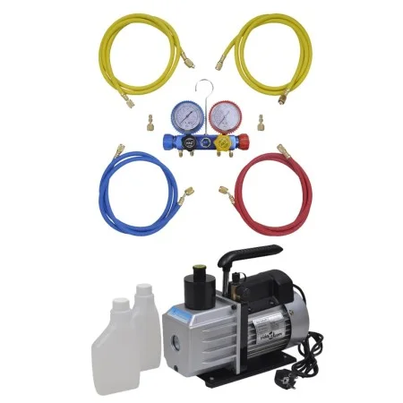Vakuumpumpe 50 l/min, 4-Wege-Manometer-Werkzeugsatz von vidaXL, Zubehör für Klimaanlagen - Ref: Foro24-3100287, Preis: 226,65...