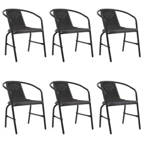 Sillas de jardín 6 unidades ratán plástico y acero 110 kg de vidaXL, Sillas de jardín - Ref: Foro24-3107704, Precio: 398,50 €