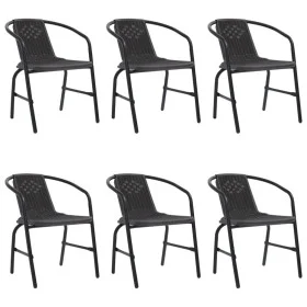Sillas de jardín 6 unidades ratán plástico y acero 110 kg by vidaXL, Garden chairs - Ref: Foro24-3107704, Price: 342,37 €, Di...