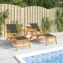 Gartenstühle mit Fußstütze 2 Stück Akazienholz und Textilene von vidaXL, Liegen - Ref: Foro24-3120441, Preis: 193,25 €, Rabat...