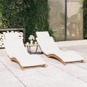 Sun loungers with cushions 2 units solid teak wood by vidaXL, Loungers - Ref: Foro24-3143633, Price: 366,84 €, Discount: %