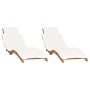 Tumbonas con cojines 2 unidades madera maciza de teca de vidaXL, Tumbonas - Ref: Foro24-3143633, Precio: 333,38 €, Descuento: %