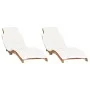 Tumbonas con cojines 2 unidades madera maciza de teca de vidaXL, Tumbonas - Ref: Foro24-3143633, Precio: 366,81 €, Descuento: %