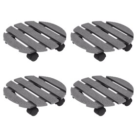 Plant stands with wheels 4 units gray WPC Ø30x7.5 cm by vidaXL, Pot stands - Ref: Foro24-3143924, Price: 77,61 €, Discount: %