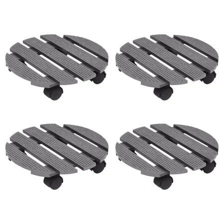 Plant stands with wheels 4 units gray WPC Ø30x7.5 cm by vidaXL, Pot stands - Ref: Foro24-3143924, Price: 80,82 €, Discount: %