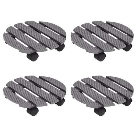 Plant stands with wheels 4 units gray WPC Ø30x7.5 cm by vidaXL, Pot stands - Ref: Foro24-3143924, Price: 65,19 €, Discount: %
