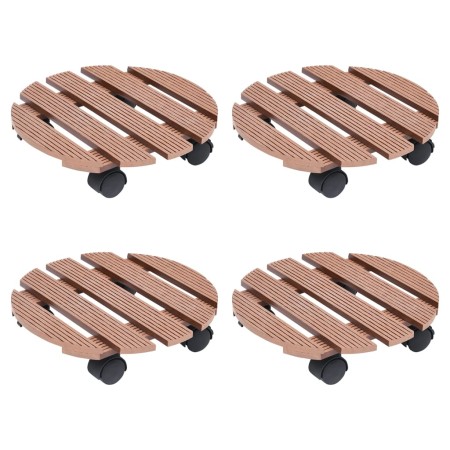 Wheeled plant stands 4 units brown WPC Ø30x7.5 cm by vidaXL, Pot stands - Ref: Foro24-3143925, Price: 71,74 €, Discount: %