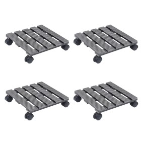 Pflanzenstützen mit Rädern 4 Stück grau WPC 30x30x7,5 cm von vidaXL, Topfständer - Ref: Foro24-3143926, Preis: 81,52 €, Rabat...