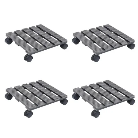 Pflanzenstützen mit Rädern 4 Stück grau WPC 30x30x7,5 cm von vidaXL, Topfständer - Ref: Foro24-3143926, Preis: 82,01 €, Rabat...