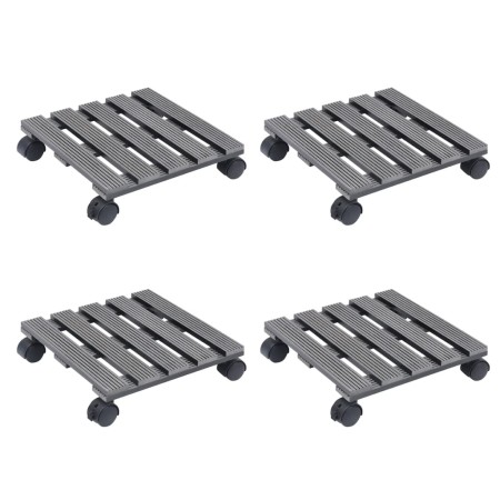 Plant supports with wheels 4 pcs gray WPC 30x30x7.5 cm by vidaXL, Pot stands - Ref: Foro24-3143926, Price: 81,52 €, Discount: %